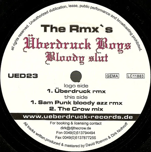 Album cover for Bloody Slut (The Remixes) by Überdruck Boys