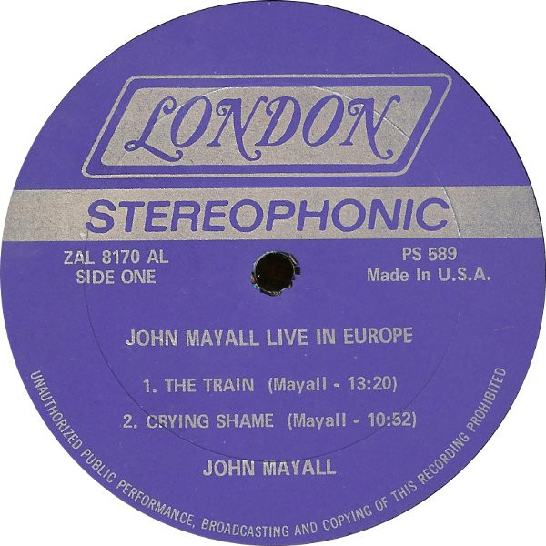 Album cover for Live In Europe by John Mayall