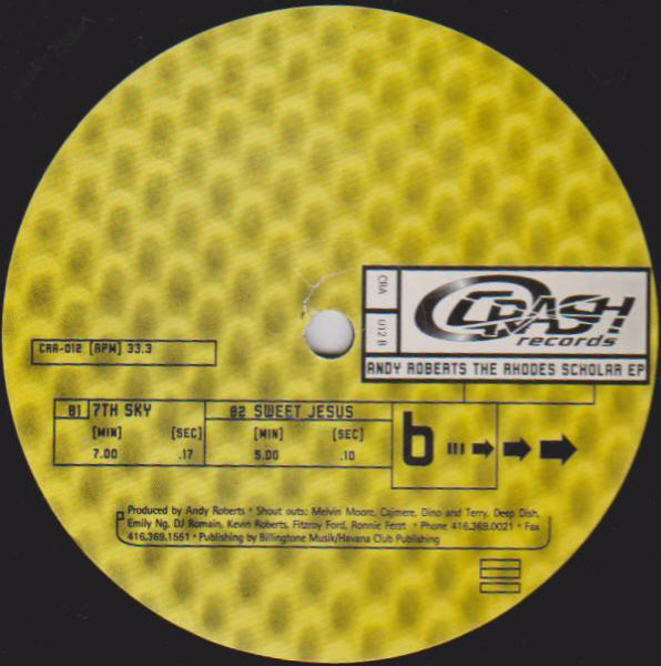 Andy Roberts - The Rhodes Scholar EP, Electronic, Deep House, 1997 - Crash Records (2), Canada, Vinyl 1x 12", 33 ⅓ RPM, EP