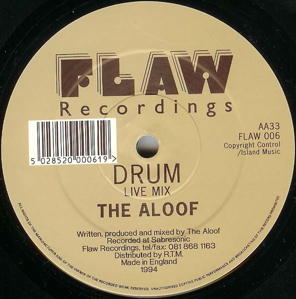 Aloof, The - Society / Drum (Live Mix), Electronic, Breakbeat, Trance, 1994 - Flaw Recordings, UK, Vinyl 1x 12", 33 ⅓ RPM TY