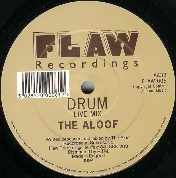Aloof, The - Society / Drum (Live Mix), Electronic, Breakbeat, Trance, 1994 - Flaw Recordings, UK, Vinyl 1x 12", 33 ⅓ RPM TY