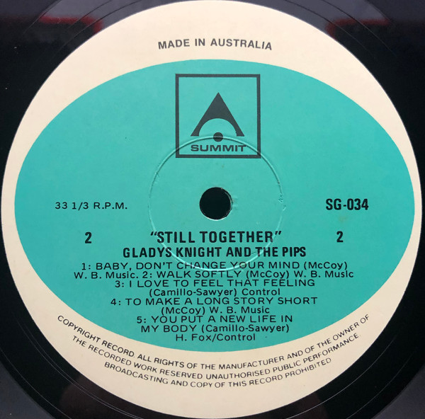 Gladys Knight And The Pips - Still Together, Funk / Soul, Disco, Soul, Summit (10), Australia, Vinyl 1x LP, Album, Stereo