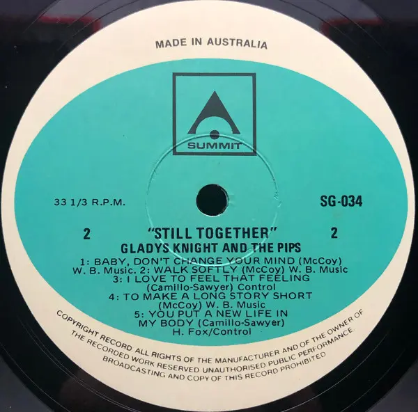 Gladys Knight And The Pips - Still Together, Funk / Soul, Disco, Soul, Summit (10), Australia, Vinyl 1x LP, Album, Stereo