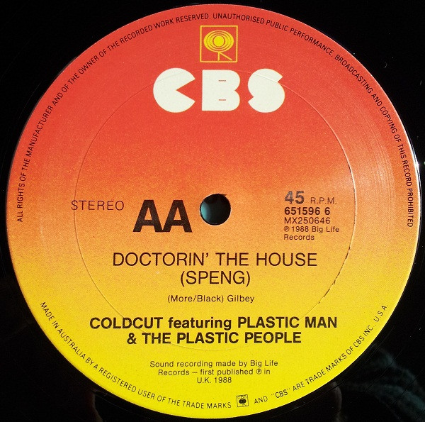 Coldcut - Doctorin' The House, Electronic, Acid House, House, 1988 - CBS, Australia, Vinyl 1x 12", 45 RPM