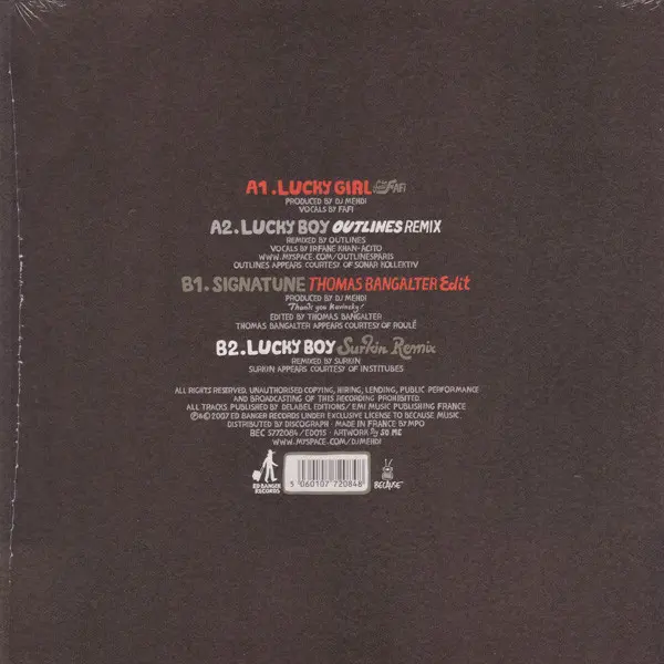 DJ Mehdi - Lucky Girl EP, Electronic, Electro, 2007 - Because Music, Ed Banger Records, France, Vinyl 1x 12", EP, 33 ⅓ RPM