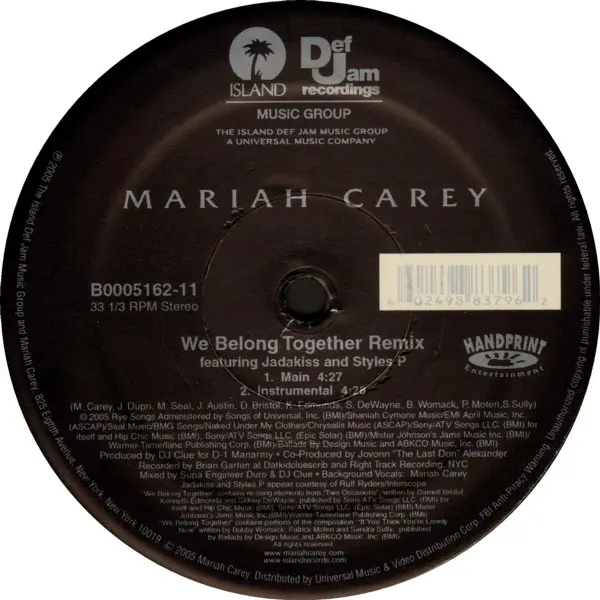 Mariah Carey Featuring Jadakiss And Styles P - We Belong Together (Remix), Electronic, Funk / Soul, Hip Hop, Contemporary R&B