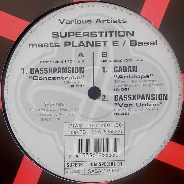 Various - Superstition Meets Planet E / Basel, Electronic, Acid, Hard Trance, Techno, 1994 - Superstition, Germany, Vinyl 1x 