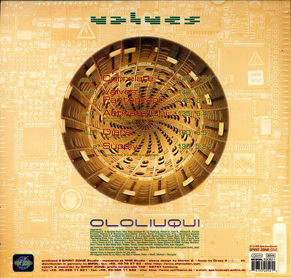 Ololiuqui - Valves, Electronic, Goa Trance, 1999 - Spirit Zone Recordings, Germany, Vinyl 2x 12", Album, 45 RPM, 33 ⅓ RPM