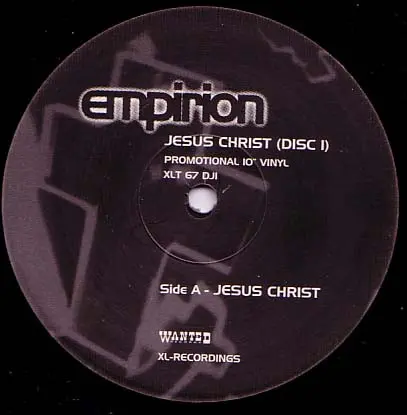 Empirion - Jesus Christ, Electronic, Acid, Techno, 1995 - XL Recordings, UK, Vinyl 2x 10", Promo