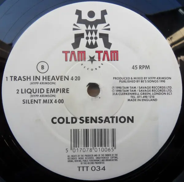 Cold Sensation - Liquid Empire, Electronic, Hard Beat, House, Techno, 1990 - Tam Tam Records, UK, Vinyl 1x 12"