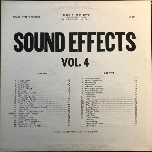 No Artist - Sound Effects Vol. 4 - 0 - Field Recording, Movie Effects, Special Effects - Sound Effects Records - Vinyl 1x LP