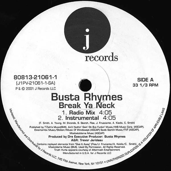 Album cover for Break Ya Neck by Busta Rhymes