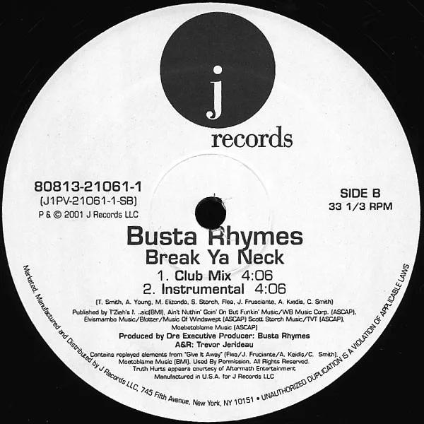 Album cover for Break Ya Neck by Busta Rhymes