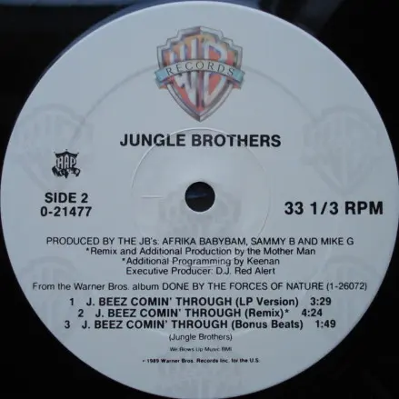 Jungle Brothers - What "U" Waitin' "4"? / J. Beez Comin' Through, Electronic, Hip Hop, Conscious, Hip-House, 1989 - Red Alert