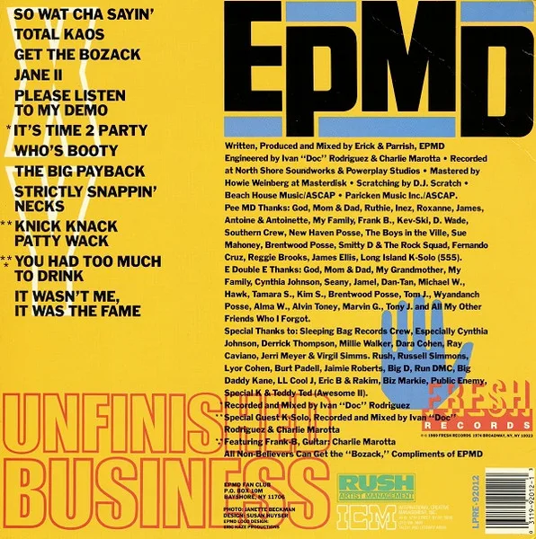 Album cover for Unfinished Business by EPMD