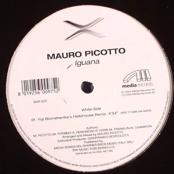 Mauro Picotto - Iguana, Electronic, Hard Techno, Hard Trance, 2004 - BXR, Italy, Vinyl 1x 12", 45 RPM