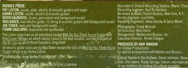 Mama's Pride (2) - Mama's Pride, Rock, Hard Rock, Southern Rock, 1975 - ATCO Records, US, Vinyl 1x LP, Album Presswell Pressi