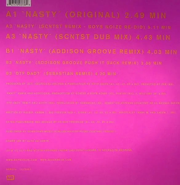 Spank Rock Feat. Big Freedia - Nasty Remixes, Electronic, Hip Hop, Dubstep, Electro, Hip Hop, Techno, 2012 - Boysnoize Record