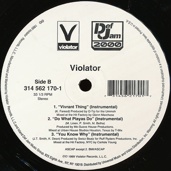 Various - Violator, Hip Hop, 1999 - Def Jam 2000, Violator, US, Vinyl 1x 12", 33 ⅓ RPM, Single