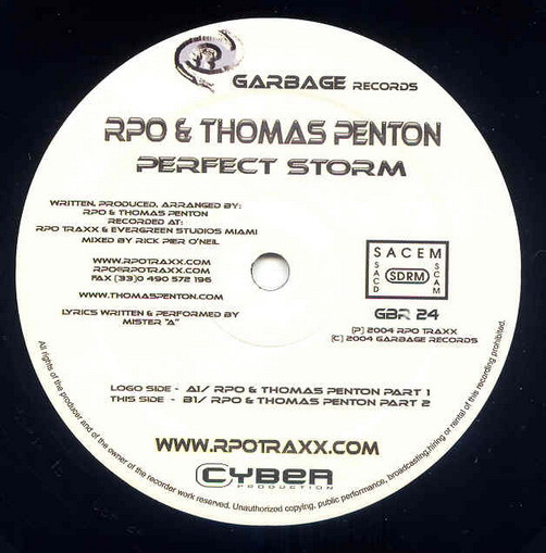 Rick Pier O'Neil & Thomas Penton - Perfect Storm, Electronic, Progressive Trance, 2004 - Garbage Records, France, Vinyl 1x 12