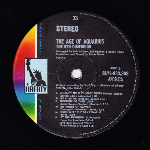 Fifth Dimension, The - The Age Of Aquarius, Funk / Soul, Soul, Liberty, Australia, Vinyl 1x LP, Album, Repress, Stereo
