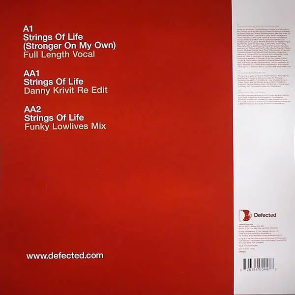 Soul Central Feat. Kathy Brown - Strings Of Life (Stronger On My Own), Electronic, House, 2005 - Defected, UK, Vinyl 1x 12", 
