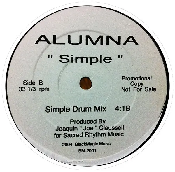 Alumna - Simple, Electronic, Deep House, 2004 - Black Magic Music, Japan, Vinyl 1x 12", 33 ⅓ RPM, Promo