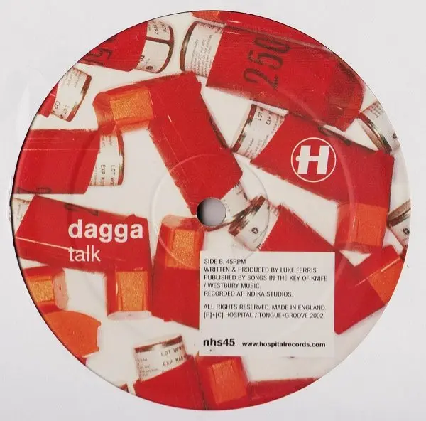 Dagga - Laughing Gas / Talk, Electronic, Drum n Bass, 2002 - Hospital Records, UK, Vinyl 1x 12", 33 ⅓ RPM