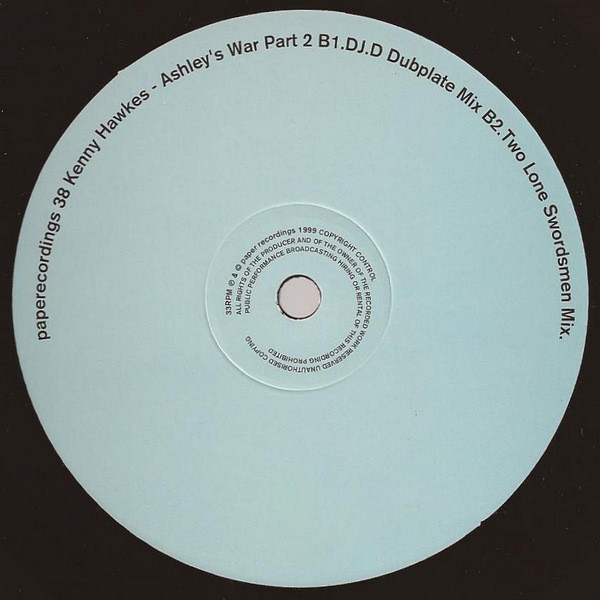 Kenny Hawkes - Ashley's War Part 2, Electronic, Deep House, Downtempo, Techno, 1999 - Paper Recordings, UK, Vinyl 1x 12", 33 