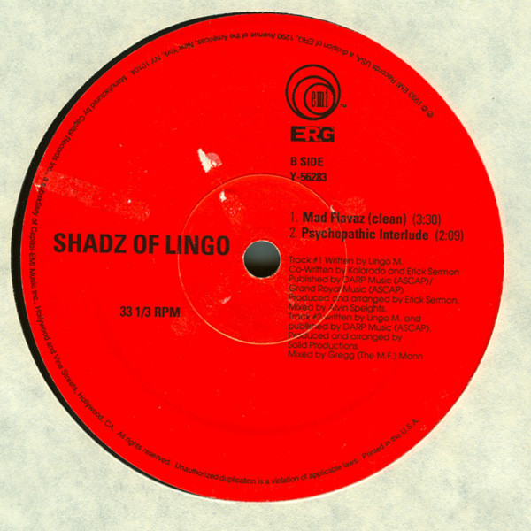 Shadz Of Lingo - Mad Flavaz, Hip Hop, 1993 - EMI Records USA, US, Vinyl 1x 12", 33 ⅓ RPM