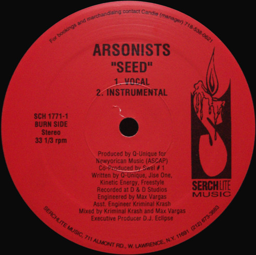 Arsonists, The - Venom / Seed, Hip Hop, Hardcore Hip-Hop, 1997 - Serchlite Music, US, Vinyl 1x 12", 33 ⅓ RPM