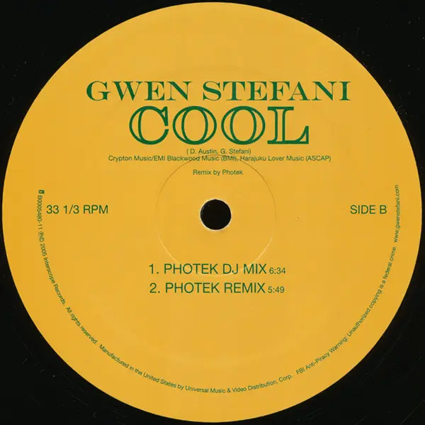 Gwen Stefani - Cool, Electronic, Rock, Pop Rock, 2005 - Interscope Records, US, Vinyl 1x 12", 33 ⅓ RPM