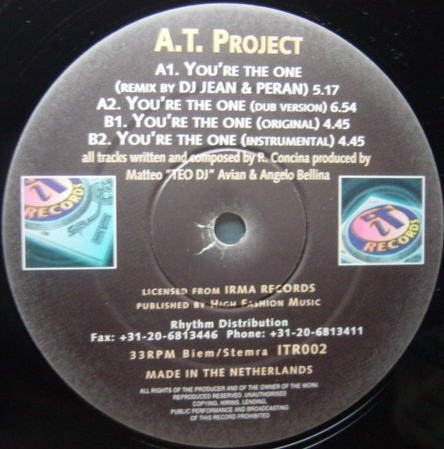 Album cover for You're The One by DJ Jean Presents A.T. Project (2)