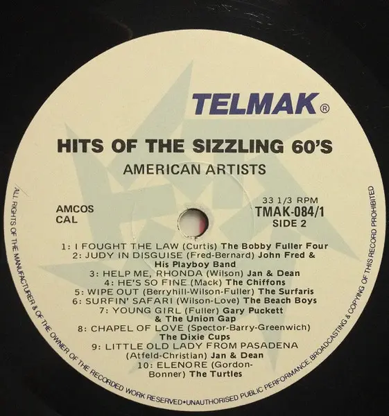 Various - Hits Of The Sizzling 60's - American Artists, Pop, Rock, Beat, Garage Rock, Pop Rock, Rock & Roll, Surf, Telmak, Au
