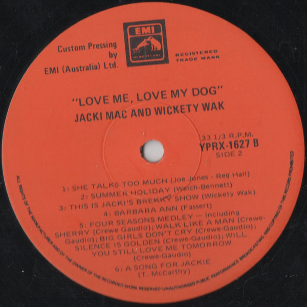 Jacki MacDonald And Wickety Wak - Love Me Love My Dog, Folk, World, & Country, Pop, 1980 - EMI (Australia) Limited, Australia
