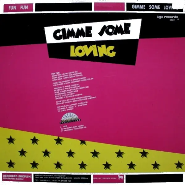 Fun Fun - Gimme Some Loving, Electronic, Euro House, Italo-Disco, 1987 - ZYX Records, US, Vinyl 1x 12", 45 RPM, Single