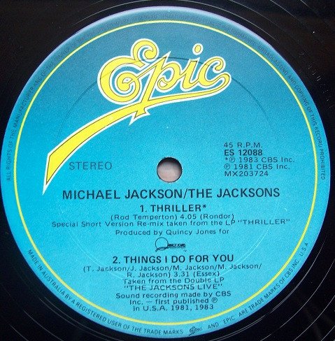 Michael Jackson / Jacksons, The - Thriller (Special Version), Electronic, Pop, Disco, 1983 - Epic, Australia, Vinyl 1x 12"