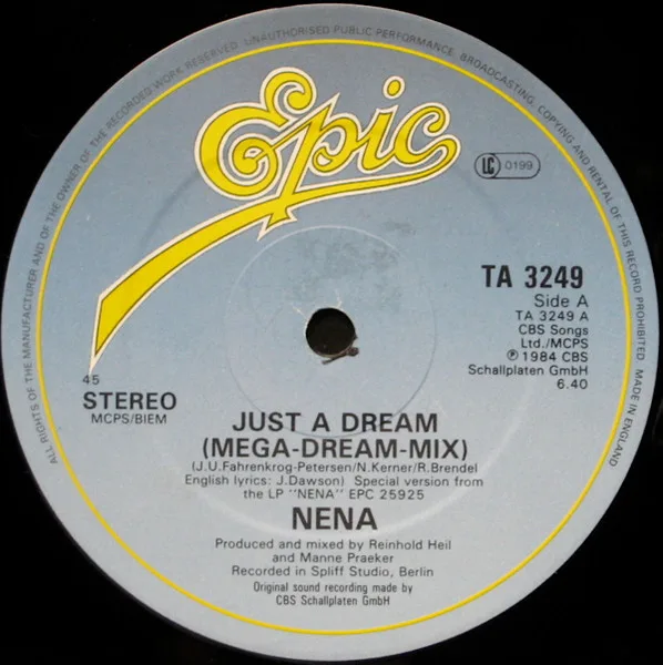 Album cover for Just A Dream (Mega Dream Mix) by Nena
