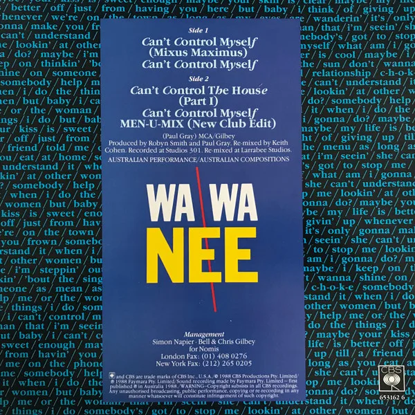 Album cover for Can't Control Myself by Wa Wa Nee