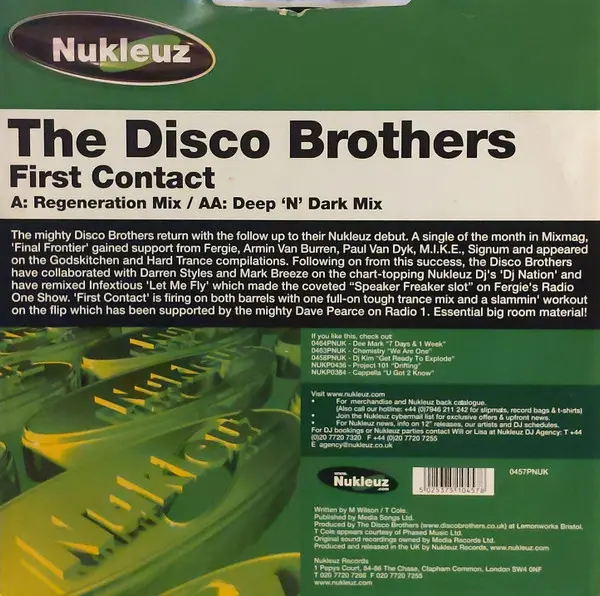 Album cover for First Contact by Disco Brothers, The