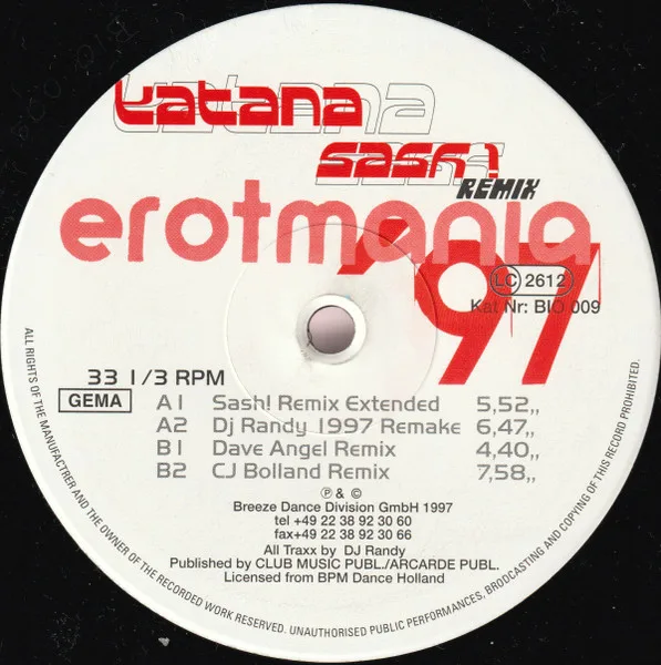 Album cover for Erotmania '97 (Sash! Remix) by Katana