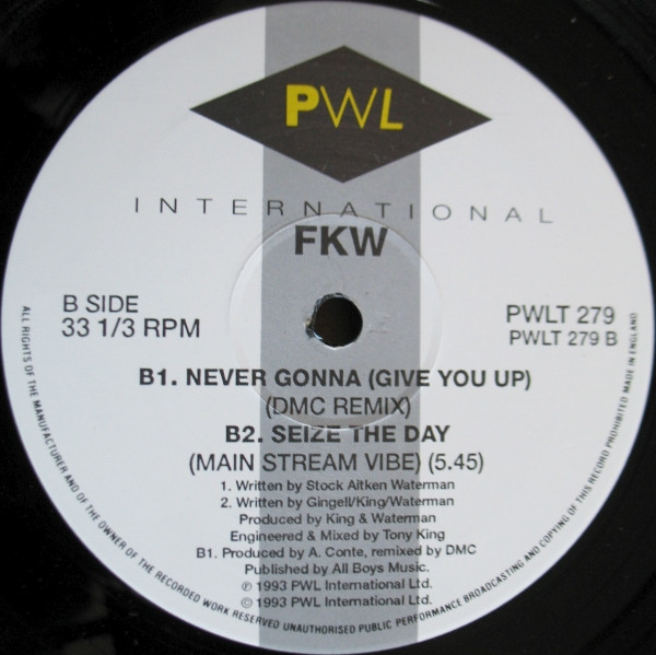 FKW (2) - Seize The Day, Electronic, House, Tribal House, 1993 - PWL International, UK, Vinyl 1x 12", 33 ⅓ RPM