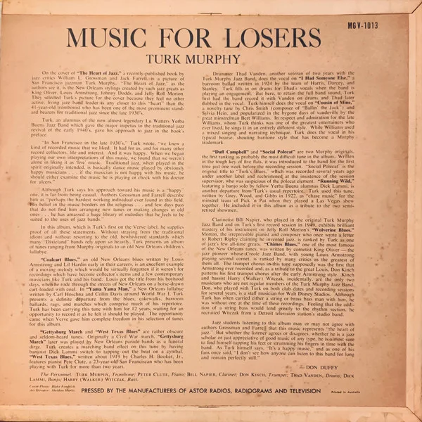 Album cover for Music For Losers by Turk Murphy