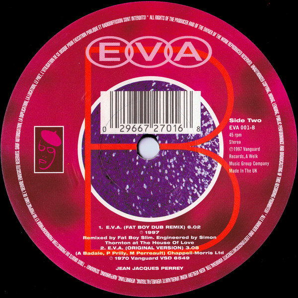 Jean-Jacques Perrey - E.V.A., Electronic, Big Beat, Experimental, 1997 - Vanguard, UK, Vinyl 1x 12", 45 RPM