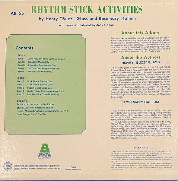 Album cover for Rhythm Stick Activities by Henry Buzz Glass And Rosemary Hallum With Special Material By Jack Capon