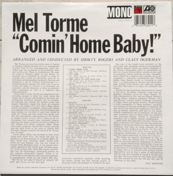 Mel Tormé - Comin' Home Baby!, Jazz, Easy Listening, Soul-Jazz, 2006 - Atlantic, Warner Jazz, Europe, Vinyl 1x LP, Album, Rei