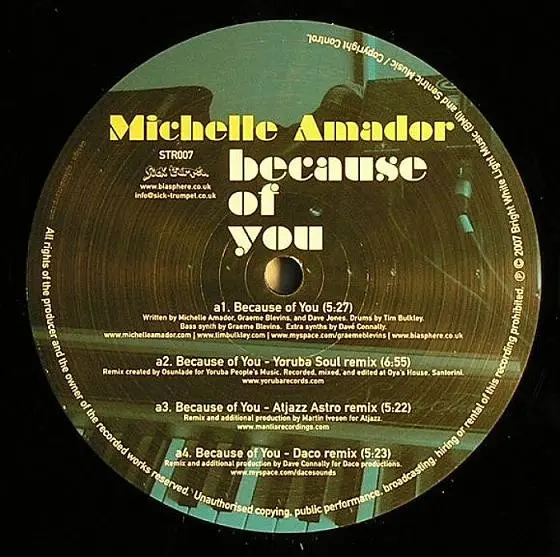 Michelle Amador - Because Of You, Electronic, Funk / Soul, Jazz, Broken Beat, Deep House, Future Jazz, 2007 - Sick Trumpet, U