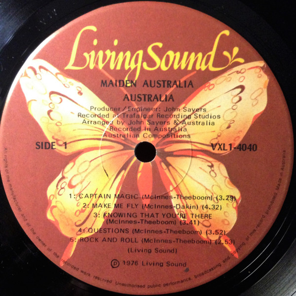 Australia - Maiden Australia, Funk / Soul, Rock, Folk Rock, Funk, Prog Rock, 1976 - Living Sound Records, RCA, Australia, Vin