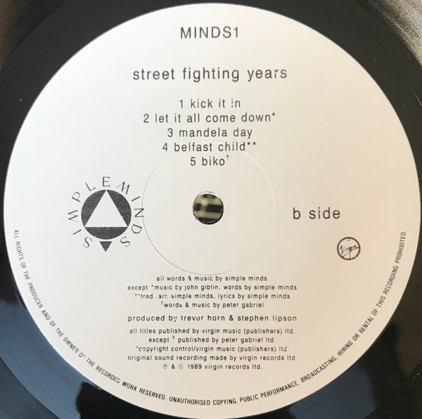 Simple Minds - Street Fighting Years, Pop, Rock, Pop Rock, 1989 - Virgin, Australia, Vinyl 1x LP, Album, Stereo Gatefold