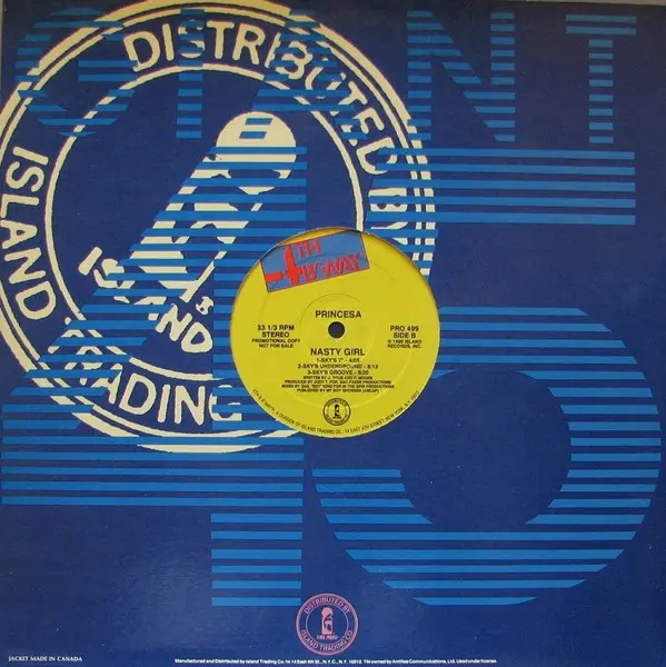 Princessa (2) - Nasty Girl, Electronic, Hip-House, 1990 - 4th & Broadway, US, Vinyl 1x 12", Promo, 33 ⅓ RPM